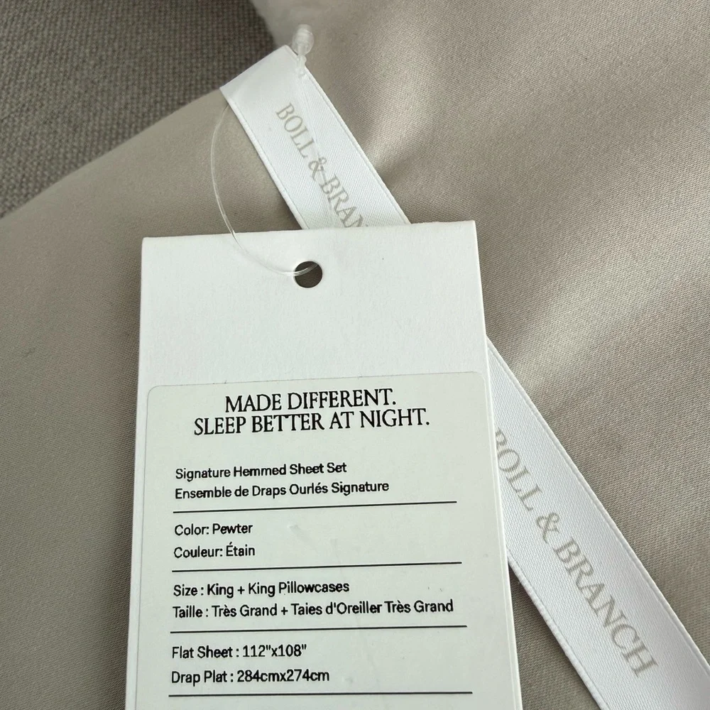 Boll & Branch NWT King Signature Hemmed Sheet Set Pewter Color🔥NO Offer Item🔥